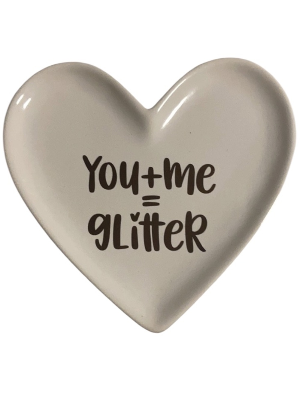 YOU+ME =GLITTER Mini Ceramic Heart Trinket Dish Jewelry Tray